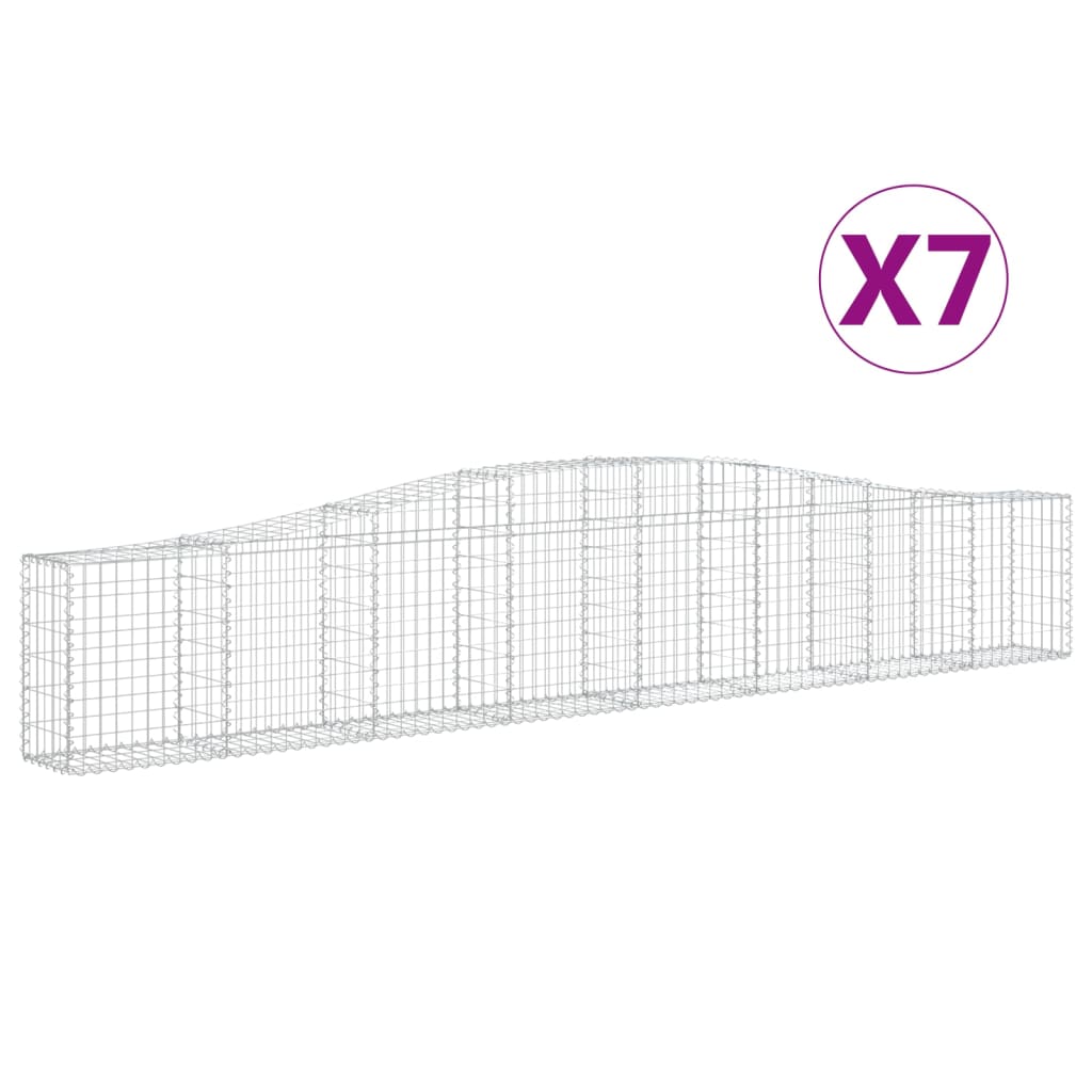 vidaXL Arched Gabion Baskets 7 pcs 400x30x60/80 cm Galvanised Iron 2