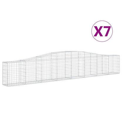vidaXL Arched Gabion Baskets 7 pcs 400x30x60/80 cm Galvanised Iron 2