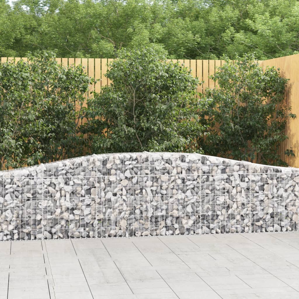 vidaXL Arched Gabion Baskets 7 pcs 400x30x60/80 cm Galvanised Iron 1