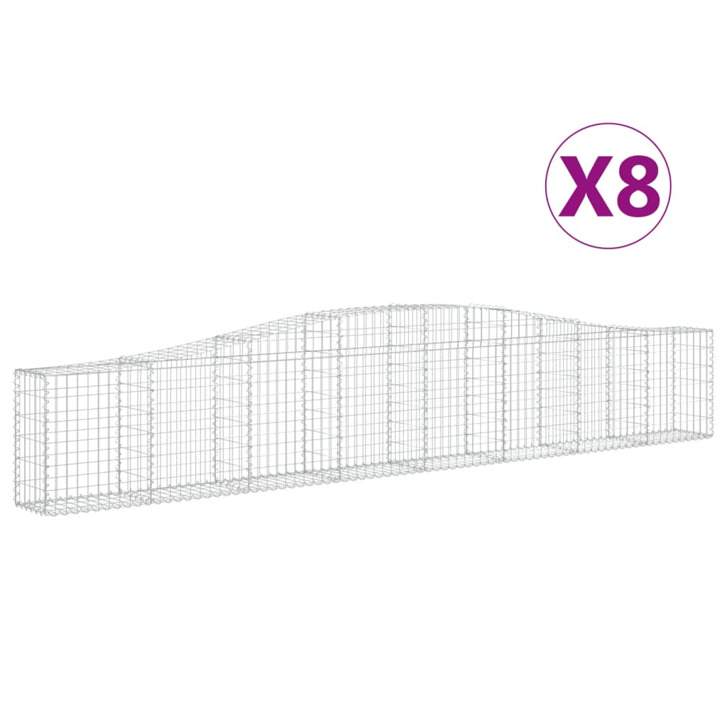 vidaXL Arched Gabion Baskets 8 pcs 400x30x60/80 cm Galvanised Iron 2