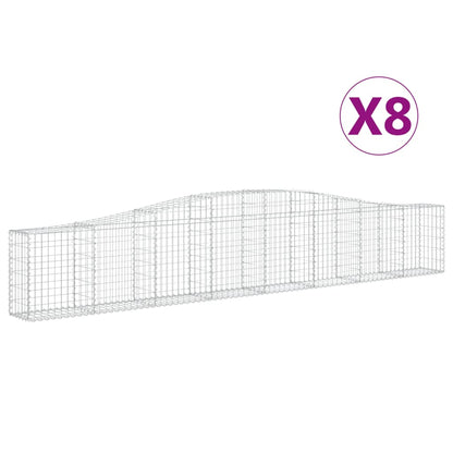 vidaXL Arched Gabion Baskets 8 pcs 400x30x60/80 cm Galvanised Iron 2