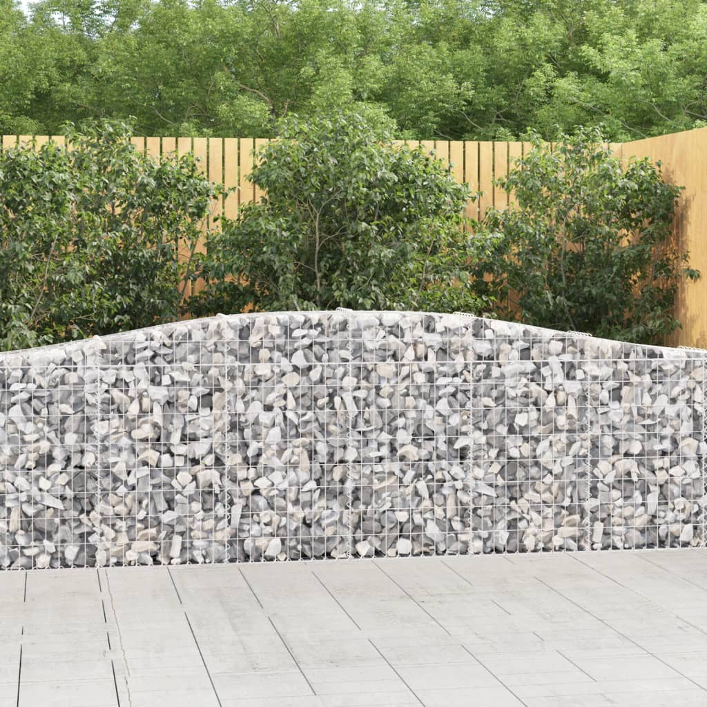 vidaXL Arched Gabion Baskets 9 pcs 400x30x80/100 cm Galvanised Iron 1