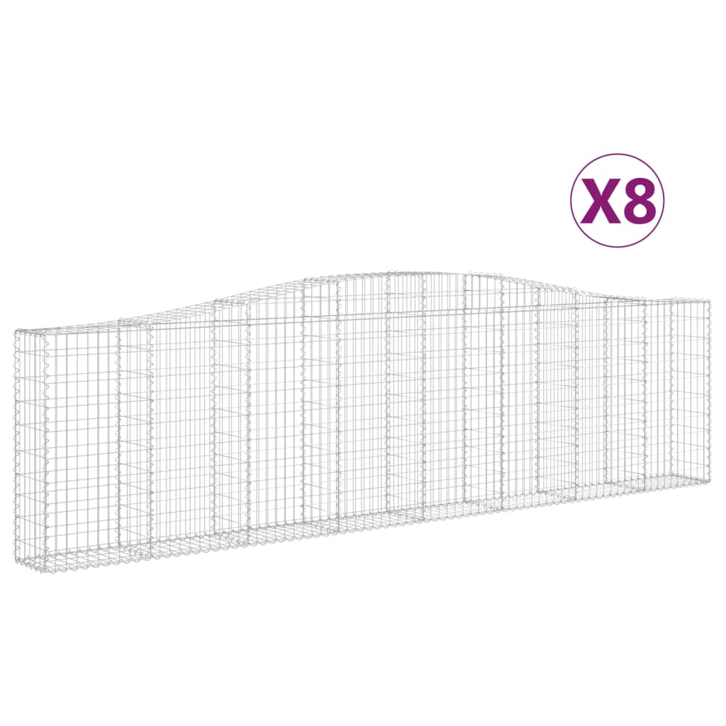 vidaXL Arched Gabion Baskets 8 pcs 400x30x100/120 cm Galvanised Iron 2