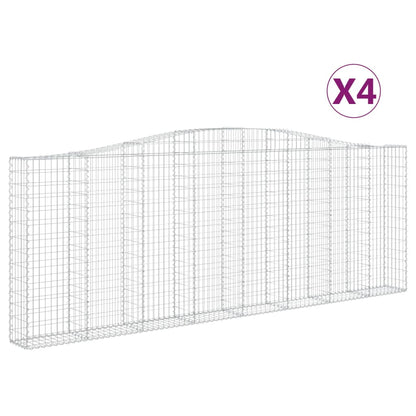 vidaXL Arched Gabion Baskets 4 pcs 400x30x140/160 cm Galvanised Iron 2