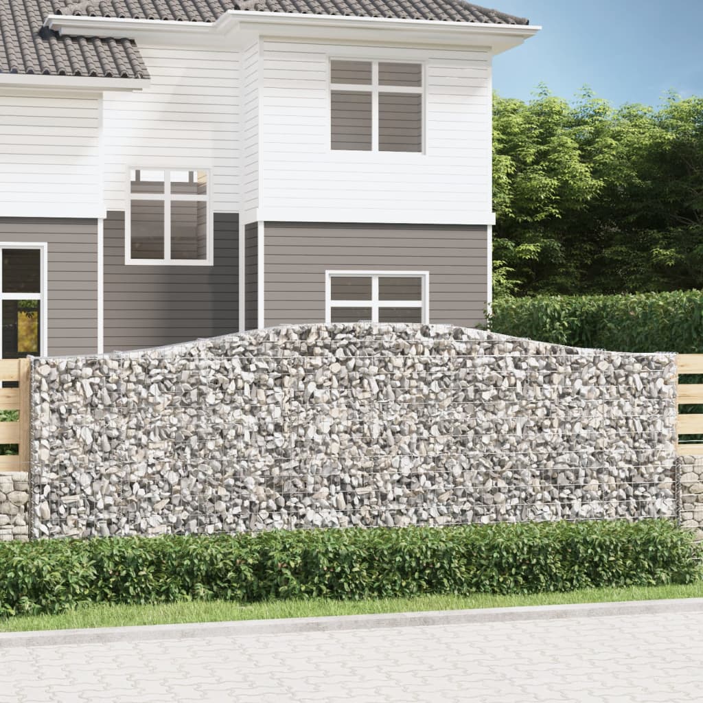 vidaXL Arched Gabion Baskets 4 pcs 400x30x140/160 cm Galvanised Iron 1