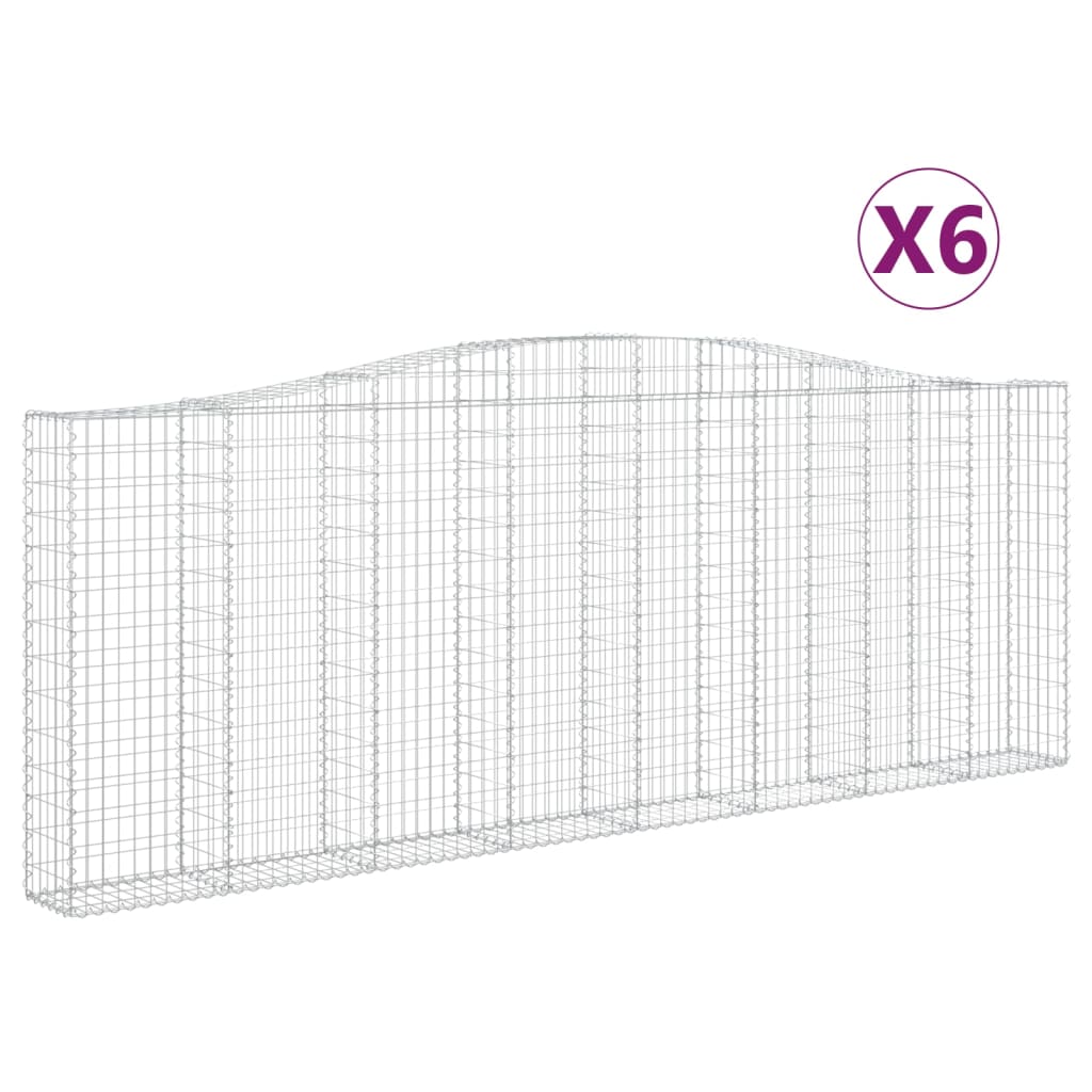 vidaXL Arched Gabion Baskets 6 pcs 400x30x140/160 cm Galvanised Iron 2