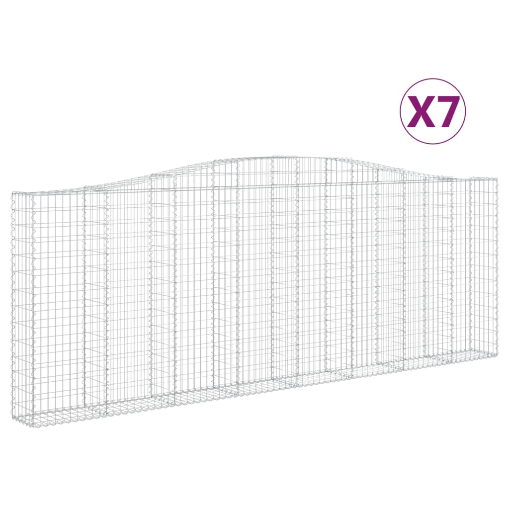 vidaXL Arched Gabion Baskets 7 pcs 400x30x140/160 cm Galvanised Iron 2