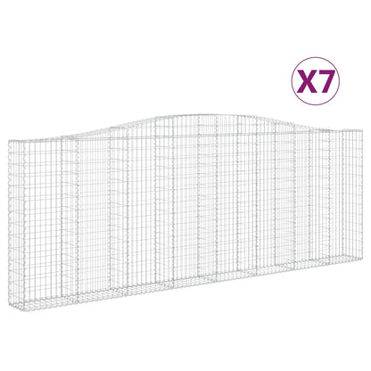 vidaXL Arched Gabion Baskets 7 pcs 400x30x140/160 cm Galvanised Iron 2