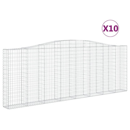 vidaXL Arched Gabion Baskets 10 pcs 400x30x140/160 cm Galvanised Iron 2