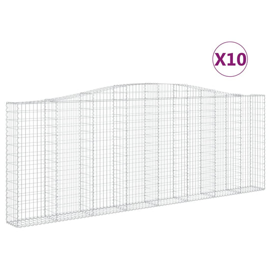 vidaXL Arched Gabion Baskets 10 pcs 400x30x140/160 cm Galvanised Iron 2