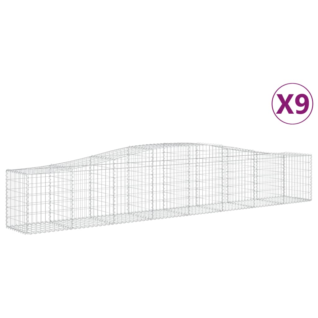 vidaXL Arched Gabion Baskets 9 pcs 400x50x60/80 cm Galvanised Iron 2