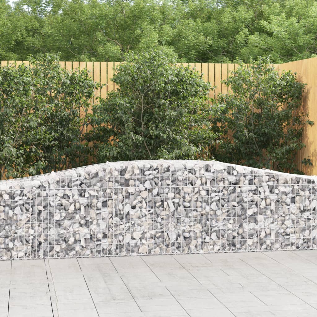 vidaXL Arched Gabion Baskets 9 pcs 400x50x60/80 cm Galvanised Iron 1