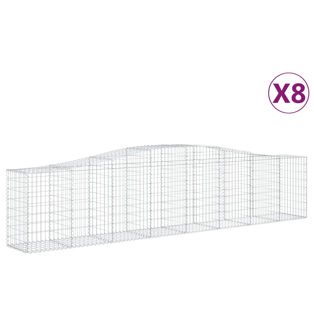 vidaXL Arched Gabion Baskets 8 pcs 400x50x80/100 cm Galvanised Iron 2