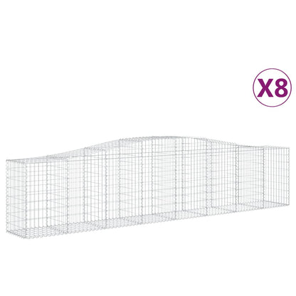 vidaXL Arched Gabion Baskets 8 pcs 400x50x80/100 cm Galvanised Iron 2
