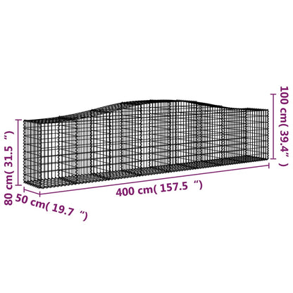 vidaXL Arched Gabion Baskets 8 pcs 400x50x80/100 cm Galvanised Iron 6