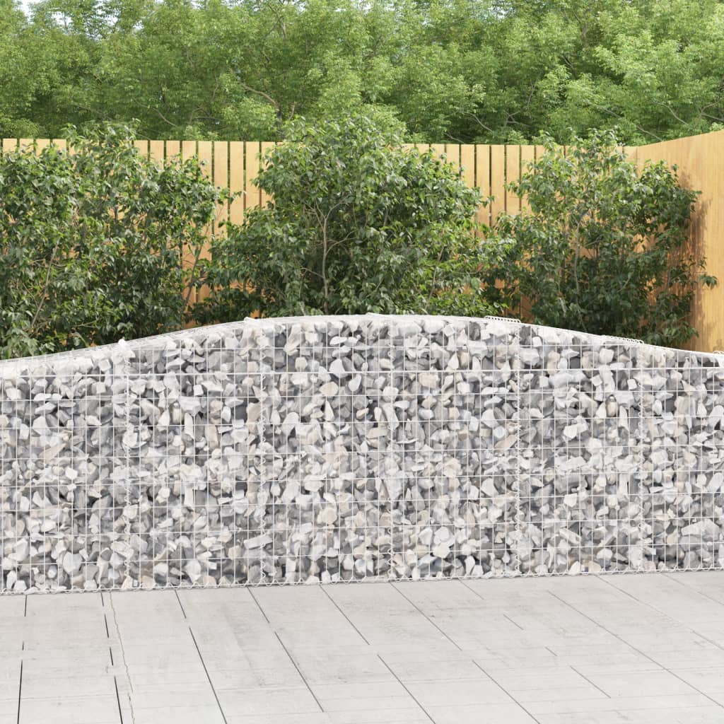 vidaXL Arched Gabion Baskets 8 pcs 400x50x80/100 cm Galvanised Iron 1