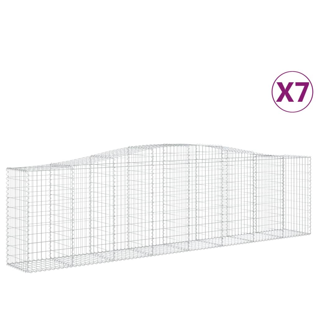 vidaXL Arched Gabion Baskets 7 pcs 400x50x100/120 cm Galvanised Iron 2