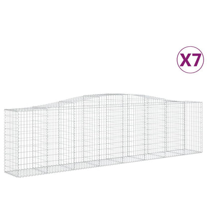 vidaXL Arched Gabion Baskets 7 pcs 400x50x100/120 cm Galvanised Iron 2