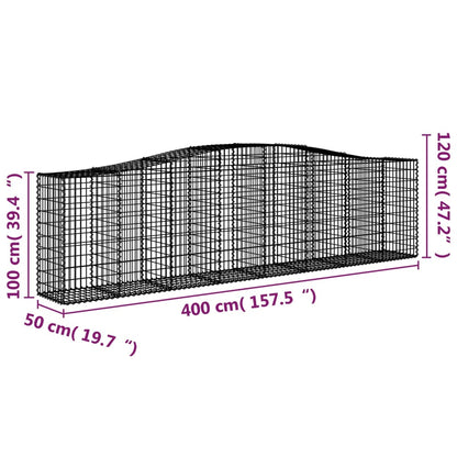 vidaXL Arched Gabion Baskets 7 pcs 400x50x100/120 cm Galvanised Iron 6