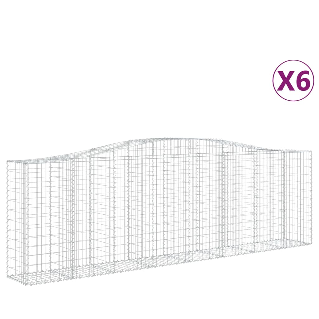 vidaXL Arched Gabion Baskets 6 pcs 400x50x120/140 cm Galvanised Iron 2