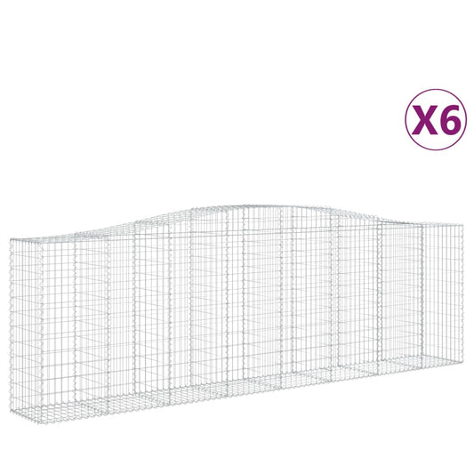 vidaXL Arched Gabion Baskets 6 pcs 400x50x120/140 cm Galvanised Iron 2