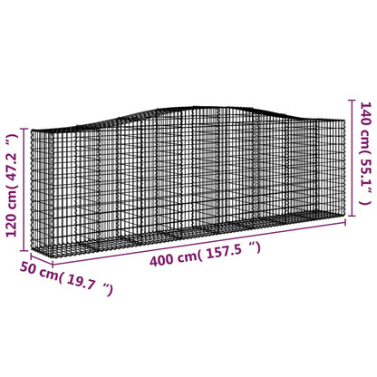 vidaXL Arched Gabion Baskets 6 pcs 400x50x120/140 cm Galvanised Iron 6