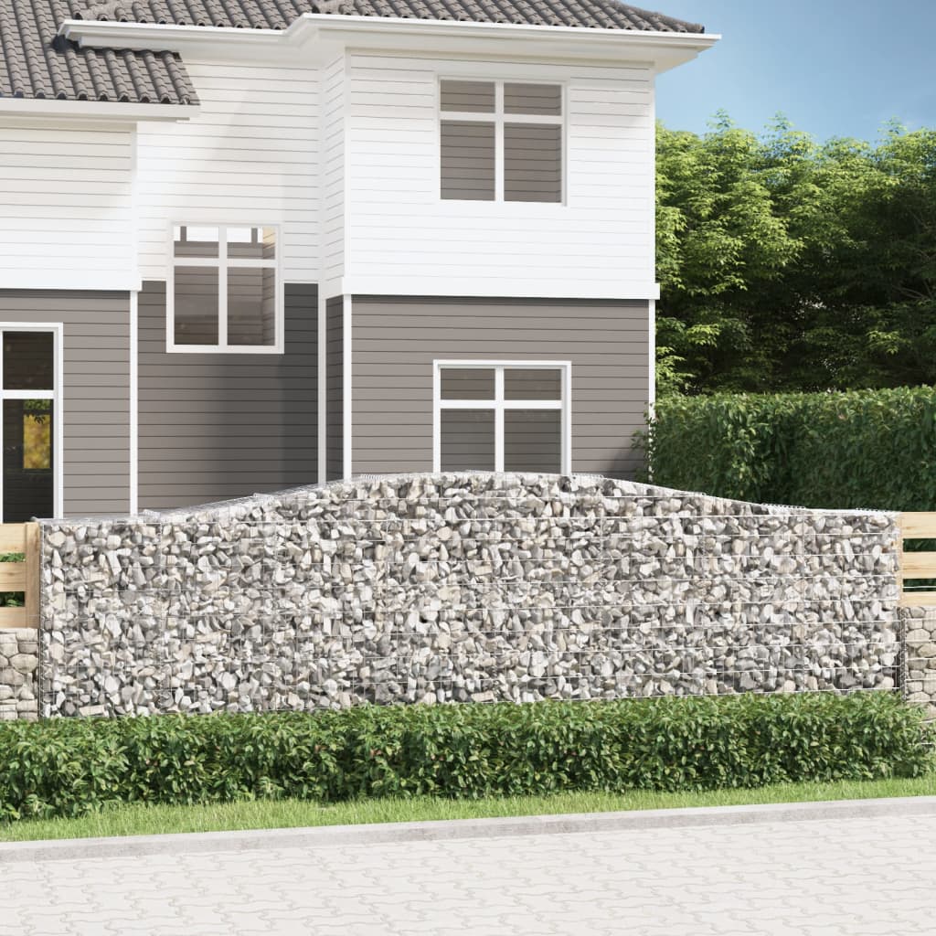 vidaXL Arched Gabion Baskets 6 pcs 400x50x120/140 cm Galvanised Iron 1