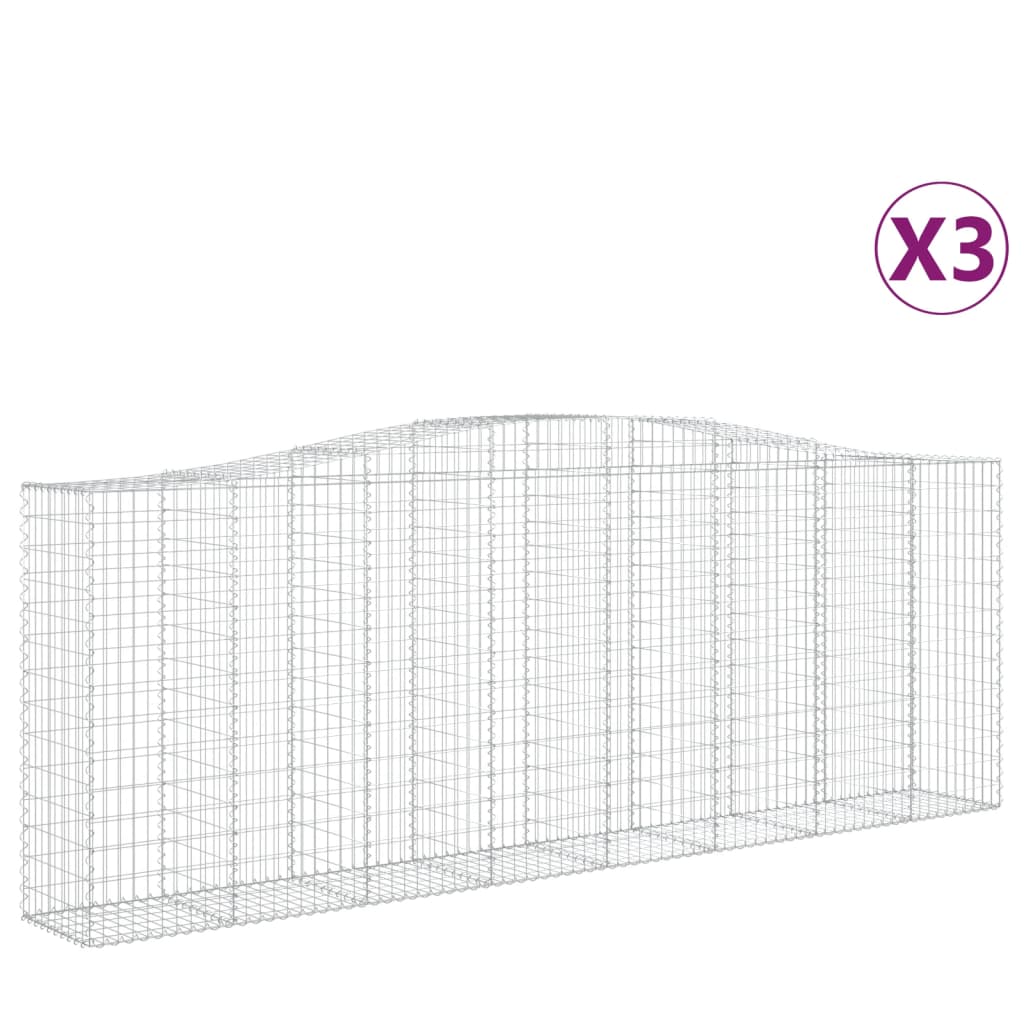 vidaXL Arched Gabion Baskets 3 pcs 400x50x140/160 cm Galvanised Iron 2