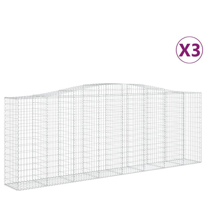 vidaXL Arched Gabion Baskets 3 pcs 400x50x140/160 cm Galvanised Iron 2