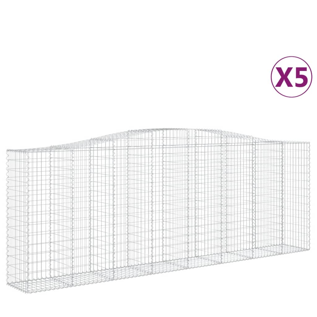 vidaXL Arched Gabion Baskets 5 pcs 400x50x140/160 cm Galvanised Iron 2
