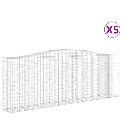 vidaXL Arched Gabion Baskets 5 pcs 400x50x140/160 cm Galvanised Iron 2