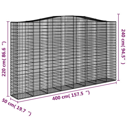 vidaXL Arched Gabion Baskets 2 pcs 400x50x220/240 cm Galvanised Iron 6
