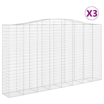 vidaXL Arched Gabion Baskets 3 pcs 400x50x220/240 cm Galvanised Iron 2