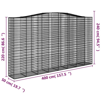 vidaXL Arched Gabion Baskets 3 pcs 400x50x220/240 cm Galvanised Iron 6