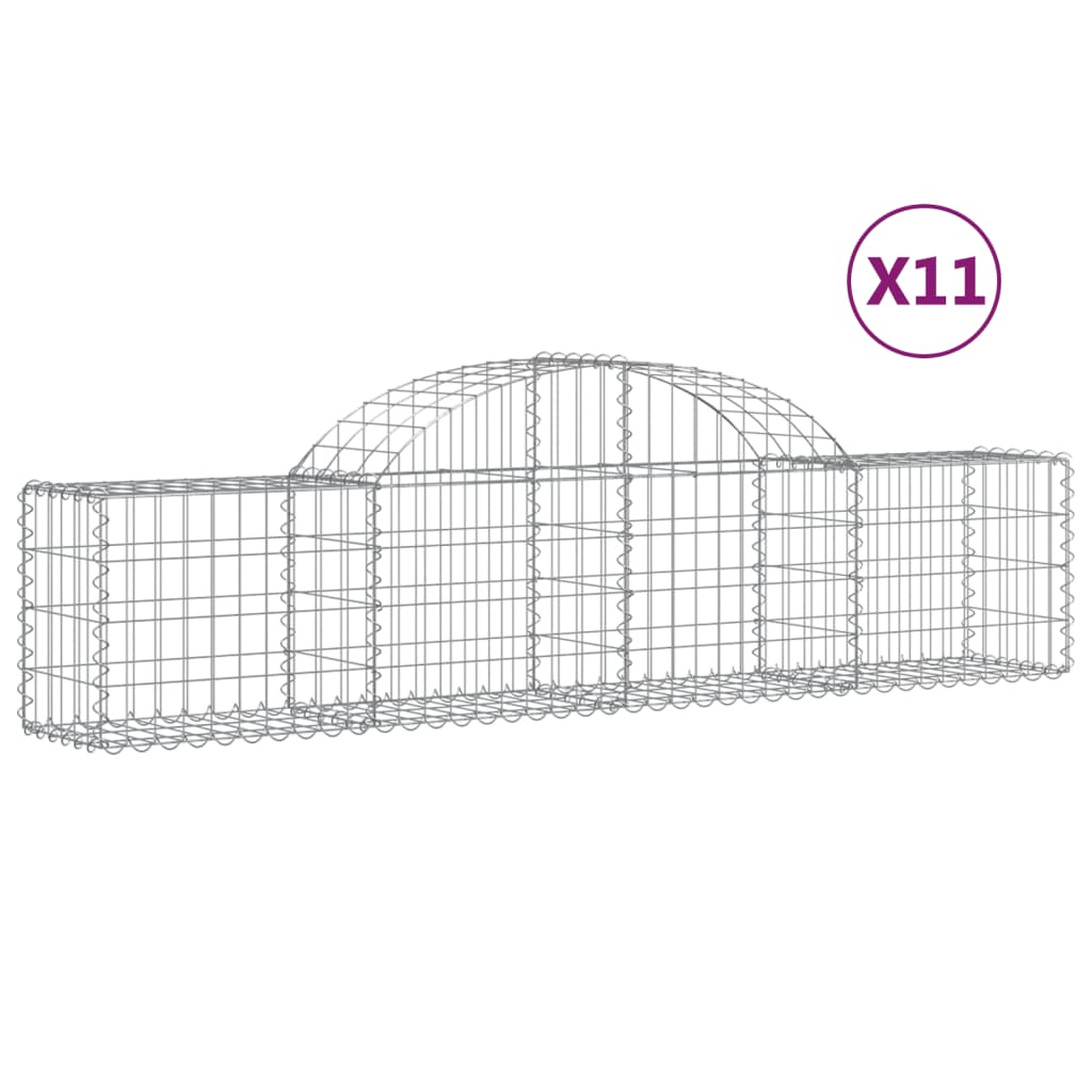 vidaXL Arched Gabion Baskets 11 pcs 200x30x40/60 cm Galvanised Iron 2
