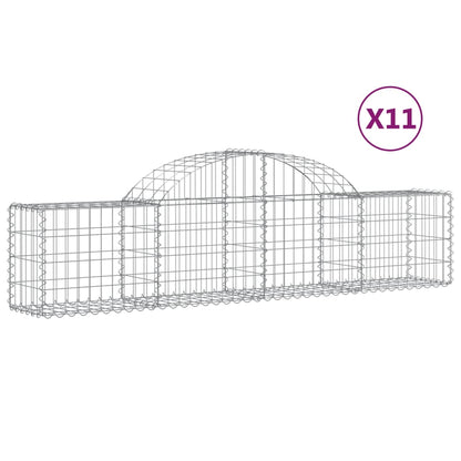 vidaXL Arched Gabion Baskets 11 pcs 200x30x40/60 cm Galvanised Iron 2
