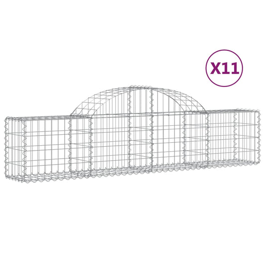 vidaXL Arched Gabion Baskets 11 pcs 200x30x40/60 cm Galvanised Iron 2