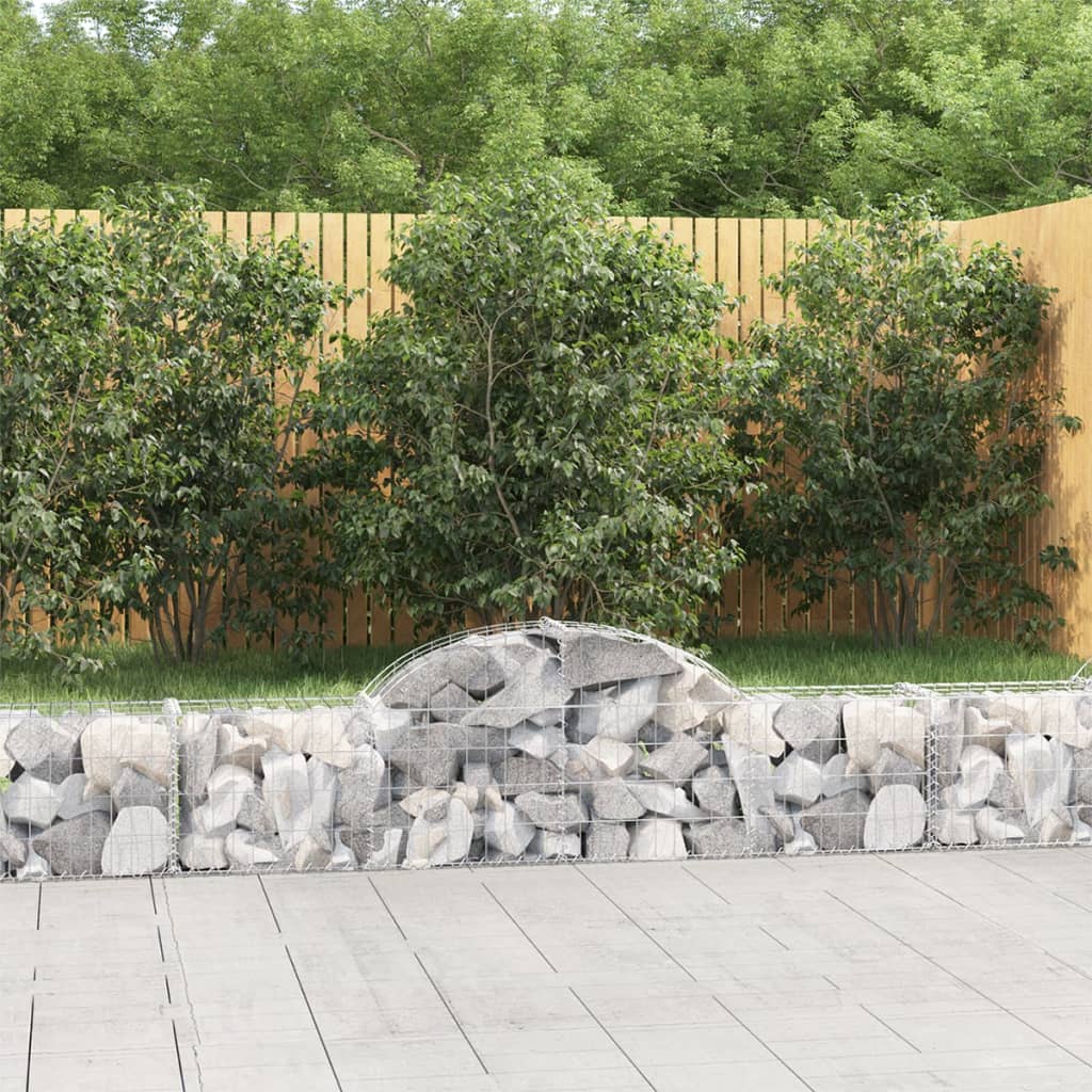 vidaXL Arched Gabion Baskets 11 pcs 200x30x40/60 cm Galvanised Iron 1