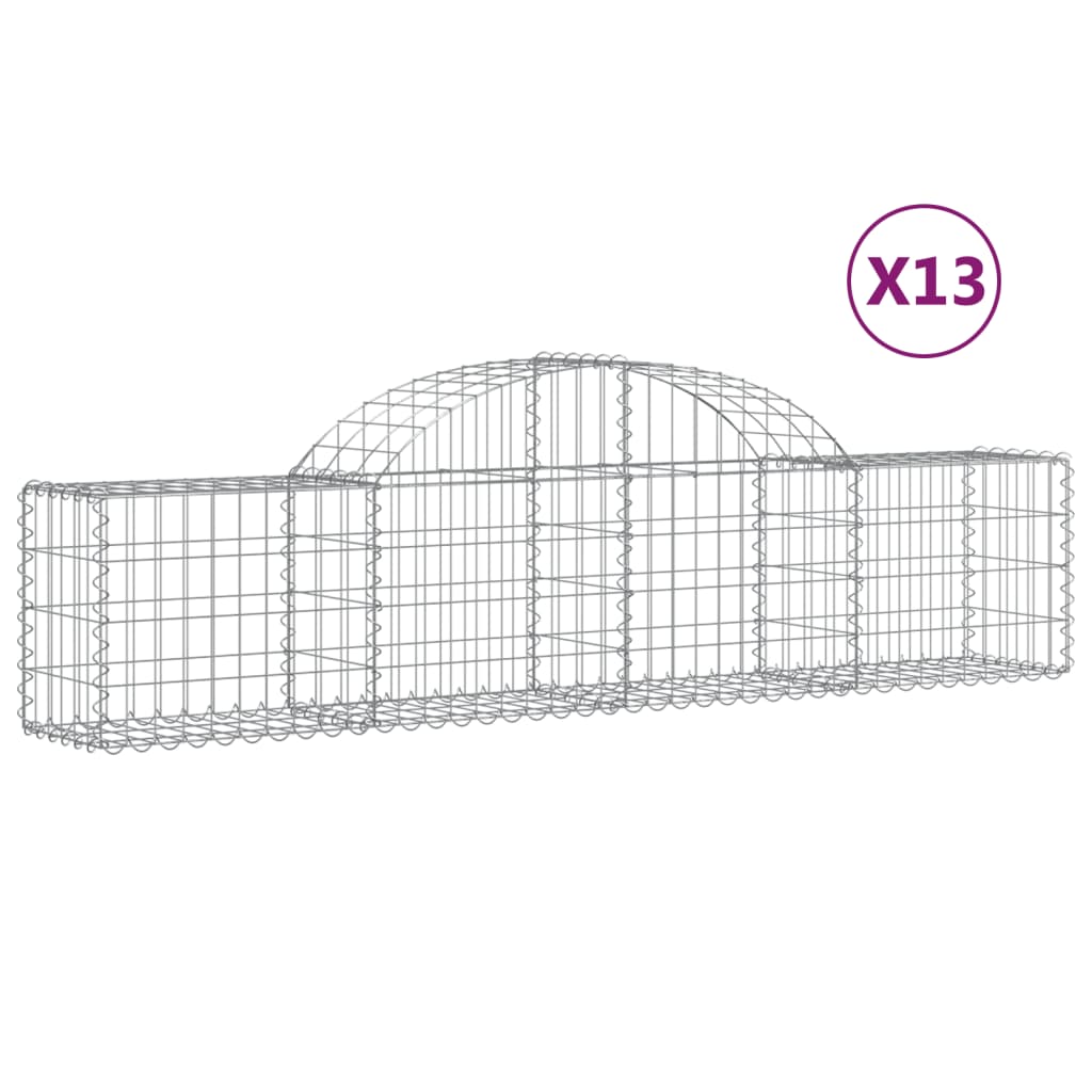 vidaXL Arched Gabion Baskets 13 pcs 200x30x40/60 cm Galvanised Iron 2