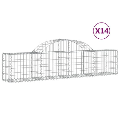 vidaXL Arched Gabion Baskets 14 pcs 200x30x40/60 cm Galvanised Iron 2
