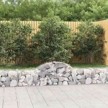 vidaXL Arched Gabion Baskets 14 pcs 200x30x40/60 cm Galvanised Iron 1