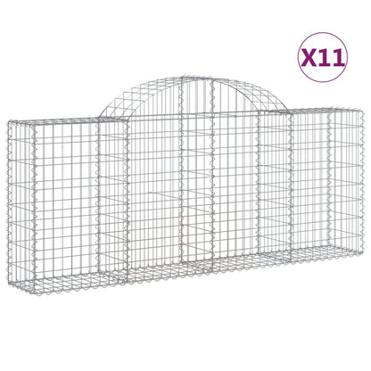 vidaXL Arched Gabion Baskets 11 pcs 200x30x80/100 cm Galvanised Iron 2
