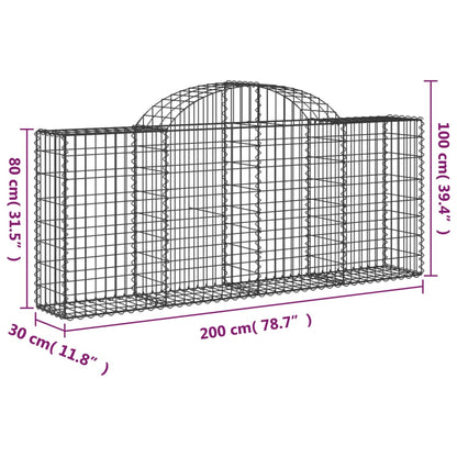 vidaXL Arched Gabion Baskets 11 pcs 200x30x80/100 cm Galvanised Iron 6