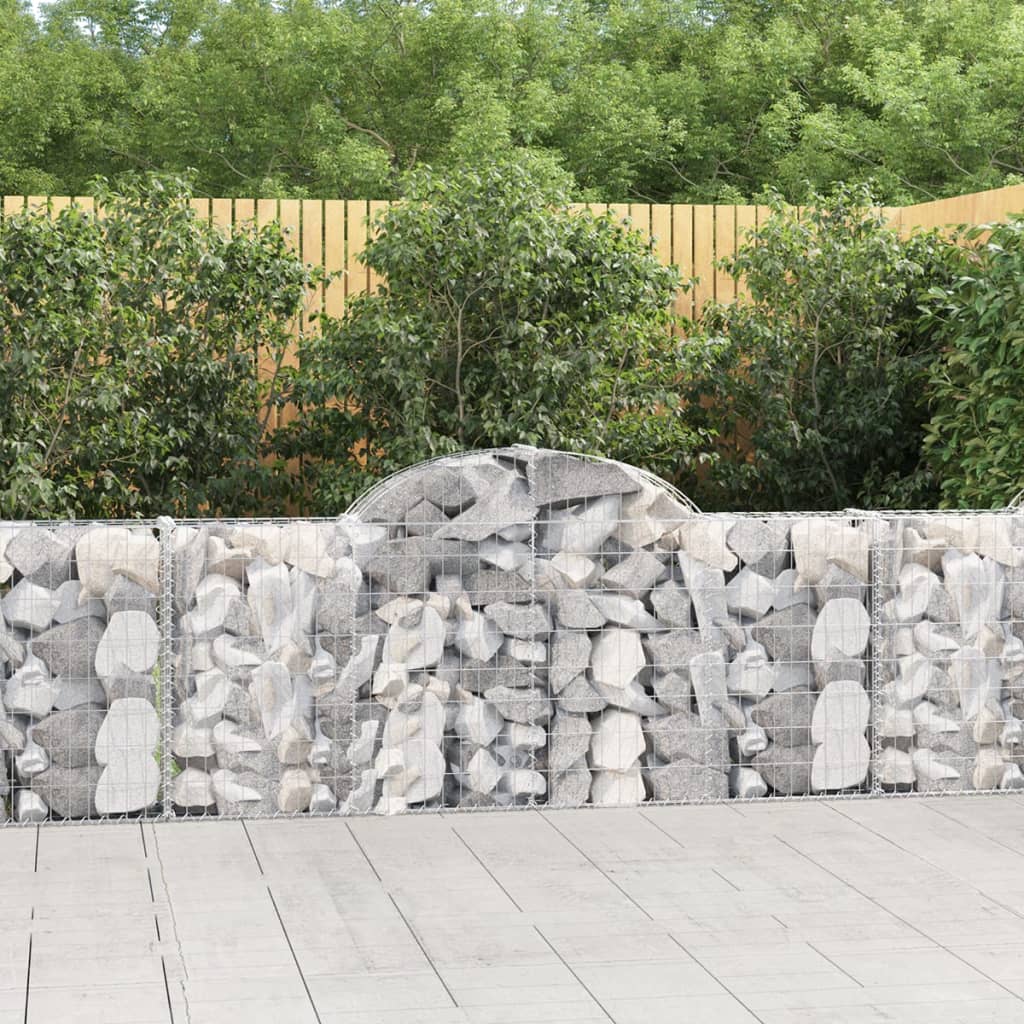 vidaXL Arched Gabion Baskets 11 pcs 200x30x80/100 cm Galvanised Iron 1