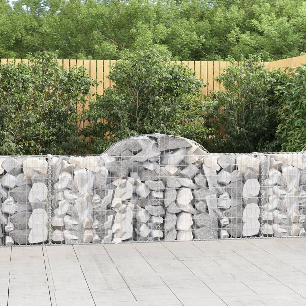 vidaXL Arched Gabion Baskets 12 pcs 200x30x80/100 cm Galvanised Iron 1