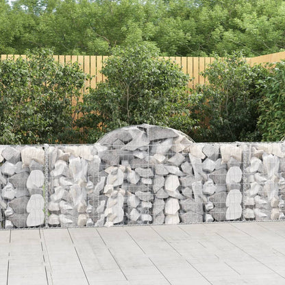 vidaXL Arched Gabion Baskets 12 pcs 200x30x80/100 cm Galvanised Iron 1