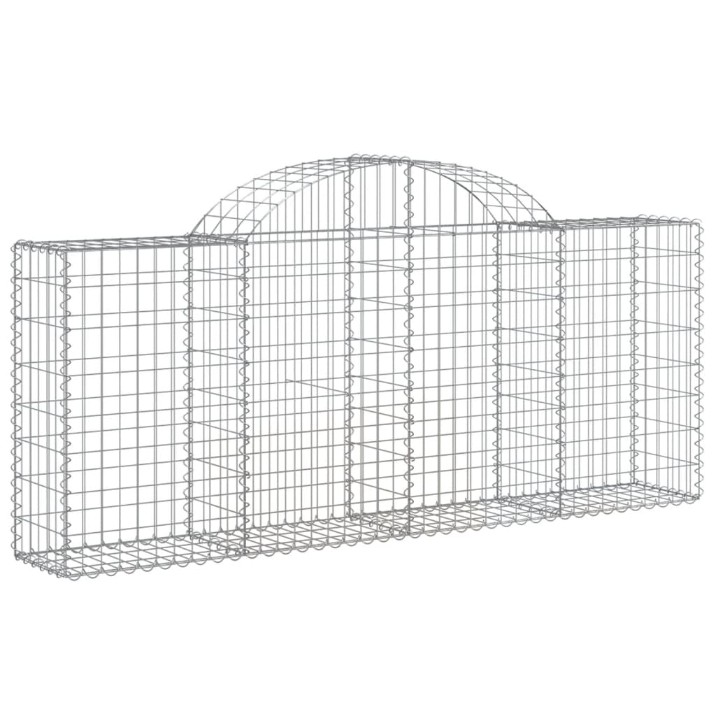 vidaXL Arched Gabion Baskets 14 pcs 200x30x80/100 cm Galvanised Iron 3