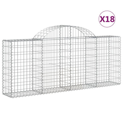 vidaXL Arched Gabion Baskets 18 pcs 200x30x80/100 cm Galvanised Iron 2