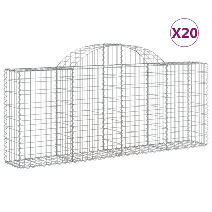 vidaXL Arched Gabion Baskets 20 pcs 200x30x80/100 cm Galvanised Iron 2