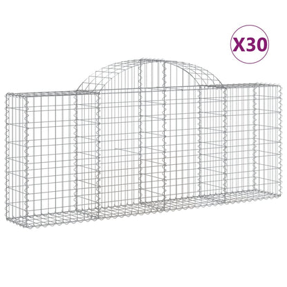 vidaXL Arched Gabion Baskets 30 pcs 200x30x80/100 cm Galvanised Iron 2